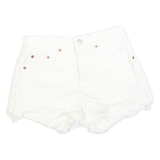 LEVI'S Womens White Denim Casual Shorts XS W24 Frayed Hem Cotton