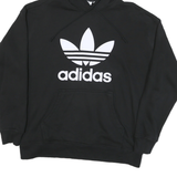 ADIDAS Womens Black Hoodie L Cotton Blend Pullover Logo Casual