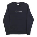 TOMMY HILFIGER Womens Navy Blue Sweatshirt Crew Neck S Classic Logo Est 1985