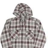 CARHARTT Womens White & Brown Hooded Plaid Cotton Shirt L Casual Workwear