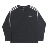ADIDAS Womens Black & White Crew Neck Sweatshirt L Cotton Blend Casual Pullover