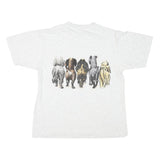 Mens White T-Shirt L Short Sleeve Crew Neck Cute Dog Graphic Print Cotton Blend