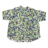 CITI-GIRL Womens Black Green Blue Floral Shirt Short Sleeve V-Neck One Size