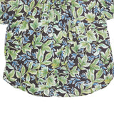 CITI-GIRL Womens Black Green Blue Floral Shirt Short Sleeve V-Neck One Size