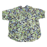 CITI-GIRL Womens Black Green Blue Floral Shirt Short Sleeve V-Neck One Size