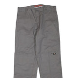 DICKIES Mens Grey Polyester Blend Regular Leg Trousers W36 L32 Durable Workwear
