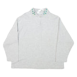 OOCHI VERDI Womens Light Grey Sweatshirt Embroidered Collar M Long Sleeve Casual