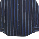 PAUL SMITH Mens Black & Blue Striped Cotton Shirt XL Button Long Sleeve