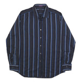 PAUL SMITH Mens Black & Blue Striped Cotton Shirt XL Button Long Sleeve