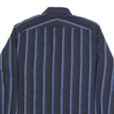 PAUL SMITH Mens Black & Blue Striped Cotton Shirt XL Button Long Sleeve
