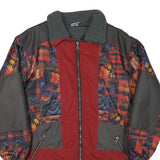 RODEO Mens Red Grey Patchwork Polyester Blend Zip Jacket L Casual Outerwear