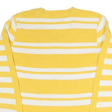 TOMMY HILFIGER Womens Yellow & White Patterned Cotton Blend V-Neck Jumper S