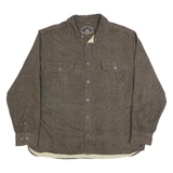 FREEDOM FOUNDARY Mens Brown Cotton Shirt L Button Front Chest Pockets Casual