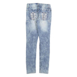 BODY CENTRAL Womens Slim Blue Denim Light Wash Jeans W26 L30 Embroidered Pockets