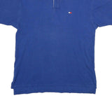 TOMMY HILFIGER Mens Blue Short Sleeve Plain M Cotton Polo Shirt Casual