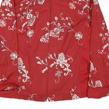 Womens Red & Cream Floral Cotton Zip Jacket M Casual Lightweight