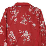 Womens Red & Cream Floral Cotton Zip Jacket M Casual Lightweight
