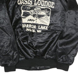 CARDINAL Mens Black Oasis Lounge Nylon Button Jacket L Satin Graphic Print