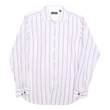 TED BAKER Mens White & Purple Stripe Cotton Blend Shirt M Long Sleeve Button