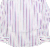 TED BAKER Mens White & Purple Stripe Cotton Blend Shirt M Long Sleeve Button