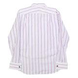 TED BAKER Mens White & Purple Stripe Cotton Blend Shirt M Long Sleeve Button