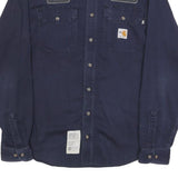 CARHARTT Mens Navy Blue Work Shirt S Button-Down Cotton Blend Utility Style