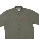 WRANGLER Mens Green Short Sleeve Cotton Blend Shirt L Casual Buttoned Pockets