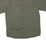 WRANGLER Mens Green Short Sleeve Cotton Blend Shirt L Casual Buttoned Pockets