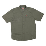 WRANGLER Mens Green Short Sleeve Cotton Blend Shirt L Casual Buttoned Pockets
