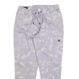 REELL Mens Cotton Blend Slim Faded Purple Cargo Joggers W32 L28 Zip Closure