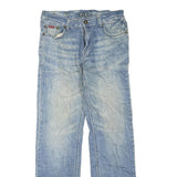 BLY Mens Light Blue Regular Straight Denim Jeans W30 L32 Casual Wear Zip Closure