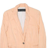 ZARA BASIC Womens Beige Cotton Blend Blazer Jacket S Button Closure Plain