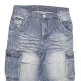 FLAG Mens Shorts Blue Denim Cargo XL W32 Cotton Blend Casual Summer