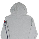 CHAMPION Mens Grey Hoodie S Printed Logo Pullover Cotton Blend Casual
