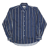 THE LOST CITY Mens Blue & White Stripe Shirt M Button Down Long Sleeve Cotton