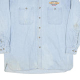RACE ROCK Mens Light Blue Denim Shirt XL Cotton Blend Casual Button Front