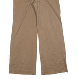 MARLBORO Womens Cotton Blend Beige Regular Wide-Leg Trousers W35 L32 Casual