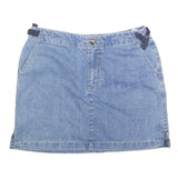 GLORIA VANDERBLIT Womens Blue Denim Mini Cotton Blend Skirt M Stylish Casual