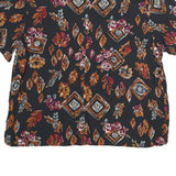 SAG HARBOUR Womens Black Printed Top Short Sleeve Round Neck L Rayon Casual