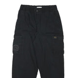 H&M Womens Cotton Blend Black Relaxed Cargo Trousers W28 L26 Drawstring Waist