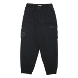 H&M Womens Cotton Blend Black Relaxed Cargo Trousers W28 L26 Drawstring Waist