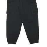 H&M Womens Cotton Blend Black Relaxed Cargo Trousers W28 L26 Drawstring Waist