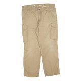 CARHARTT Mens Relaxed Fit Beige Cotton Blend Cargo Trousers W38 L30 Workwear