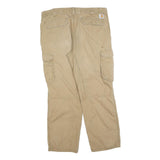 CARHARTT Mens Relaxed Fit Beige Cotton Blend Cargo Trousers W38 L30 Workwear