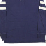 ST JOHNS BAY Mens Blue & White Long Sleeve Striped M Cotton Blend Polo Shirt