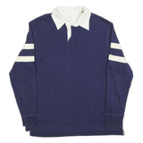 ST JOHNS BAY Mens Blue & White Long Sleeve Striped M Cotton Blend Polo Shirt