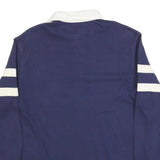 ST JOHNS BAY Mens Blue & White Long Sleeve Striped M Cotton Blend Polo Shirt