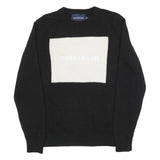 CALVIN KLEIN JEANS Mens Black White Logo Patterned Wool Blend Jumper M Crew Neck