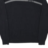 CALVIN KLEIN JEANS Mens Black Patterned Cotton Blend Jumper Crew Neck Basic Knit