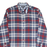 TOMMY HILFIGER Mens Blue & Red Check Shirt M Button-Down Collar Long Sleeve